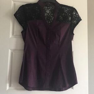 Purple lace button up from Express